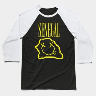 Vibrant Republic of Senegal Africa x Eyes Happy Face: Unleash Your 90s Grunge Spirit! Smiling Squiggly Mouth Dazed Smiley Face Baseball T-Shirt